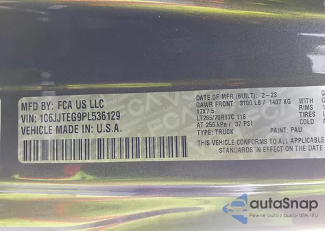 2023 Jeep Gladiator Mojave 4X4 z USA, uszkodzony, nr VIN 1C6JJTEG9PL536129